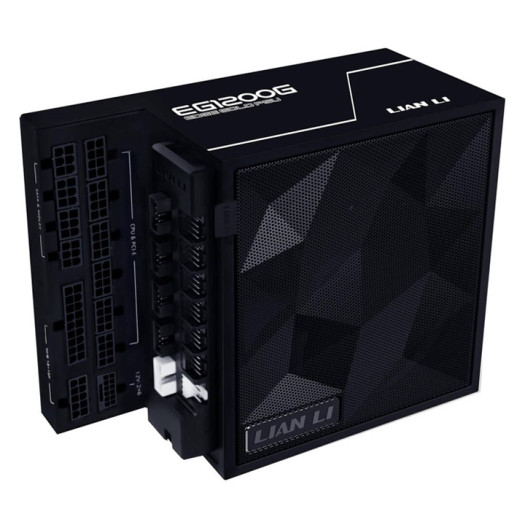 Lian Li Edge Series - 1200W Full Modular Power Supply (Fan USB Hub Included) - Gold - ATX 3.1 - PCIE 5.1 Support - 12V-2x6 Connector - L-Shape Design for Dual Chamber Case - Black (EG1200G.BH)